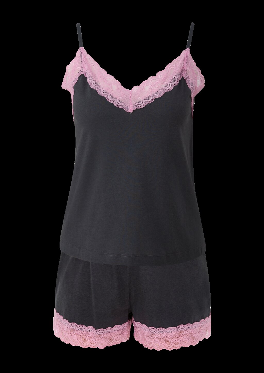 Kurzes Pyjama-Set mit Spitzen-Details