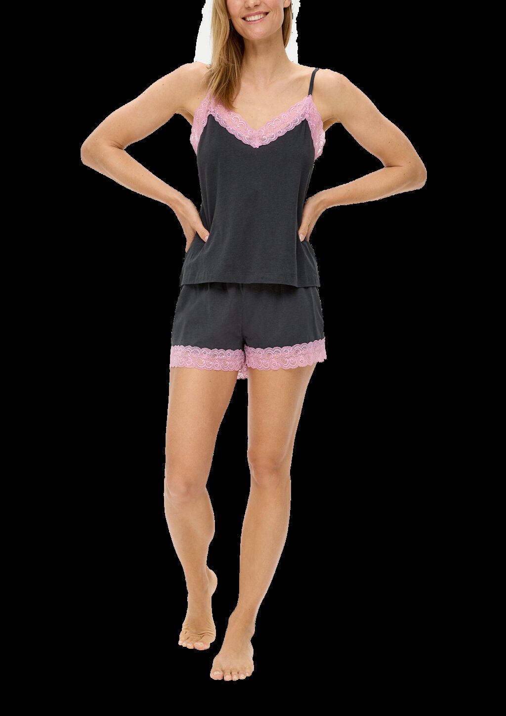 Kurzes Pyjama-Set mit Spitzen-Details