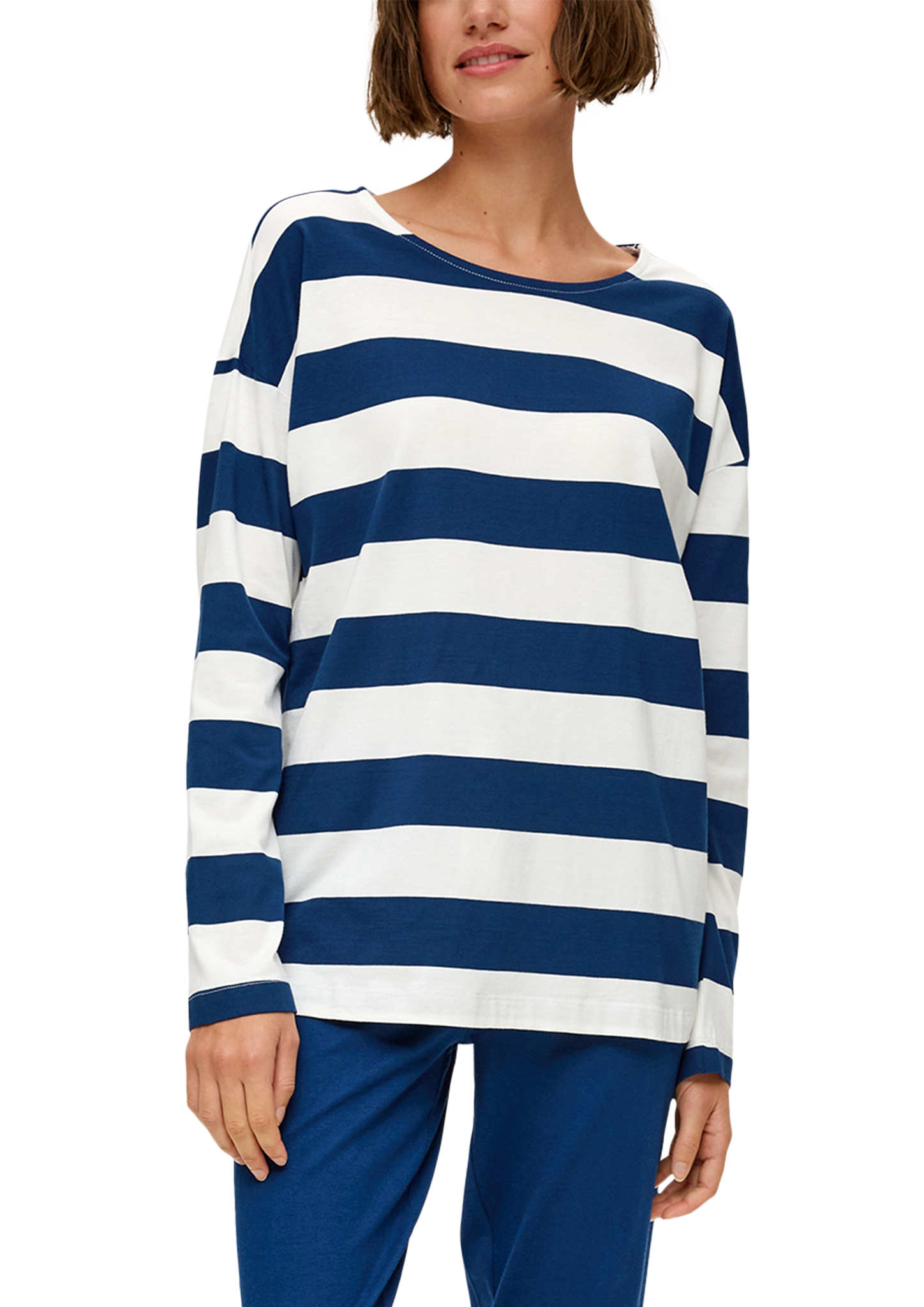 Langes Pyjama-Oberteil mit Streifen