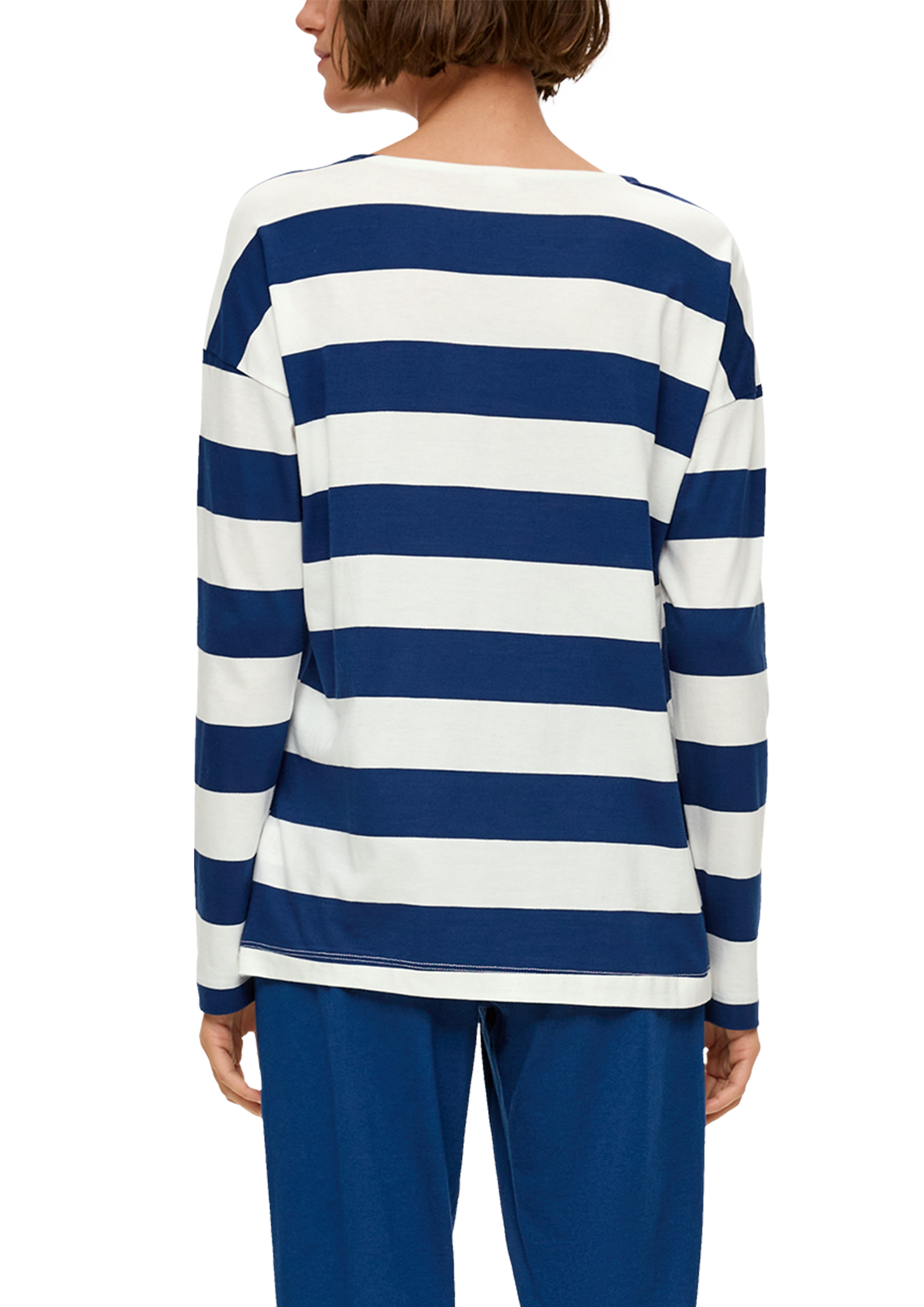 Langes Pyjama-Oberteil mit Streifen