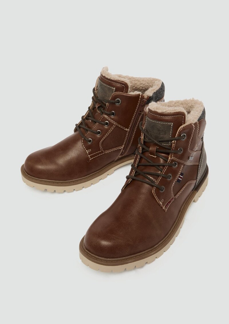 Warm gefütterte Stiefel in Leder-Optik