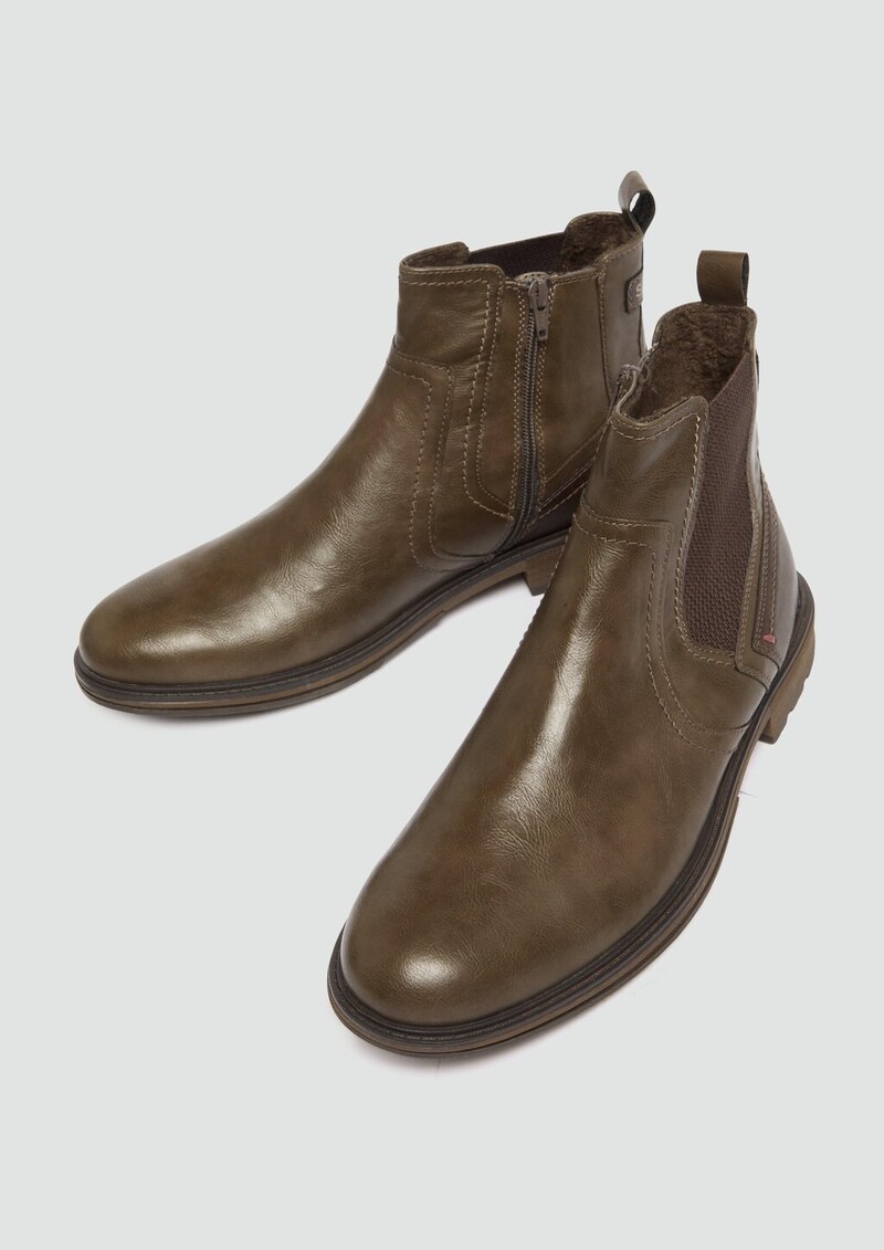 Warm gefütterte Chelsea Boots in Leder-Optik