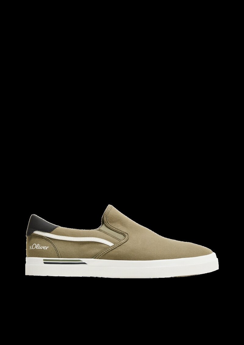 Textil-Slipper mit Gummisohle und Logo-Detail