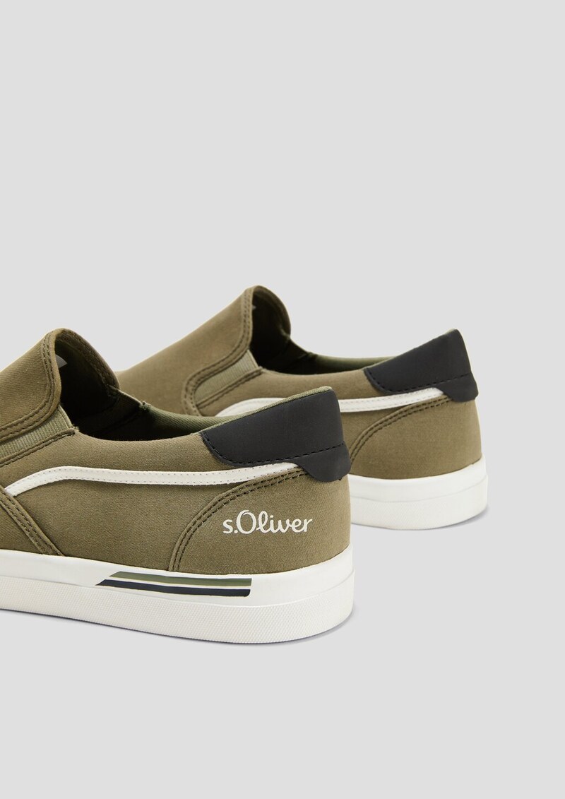 Textil-Slipper mit Gummisohle und Logo-Detail