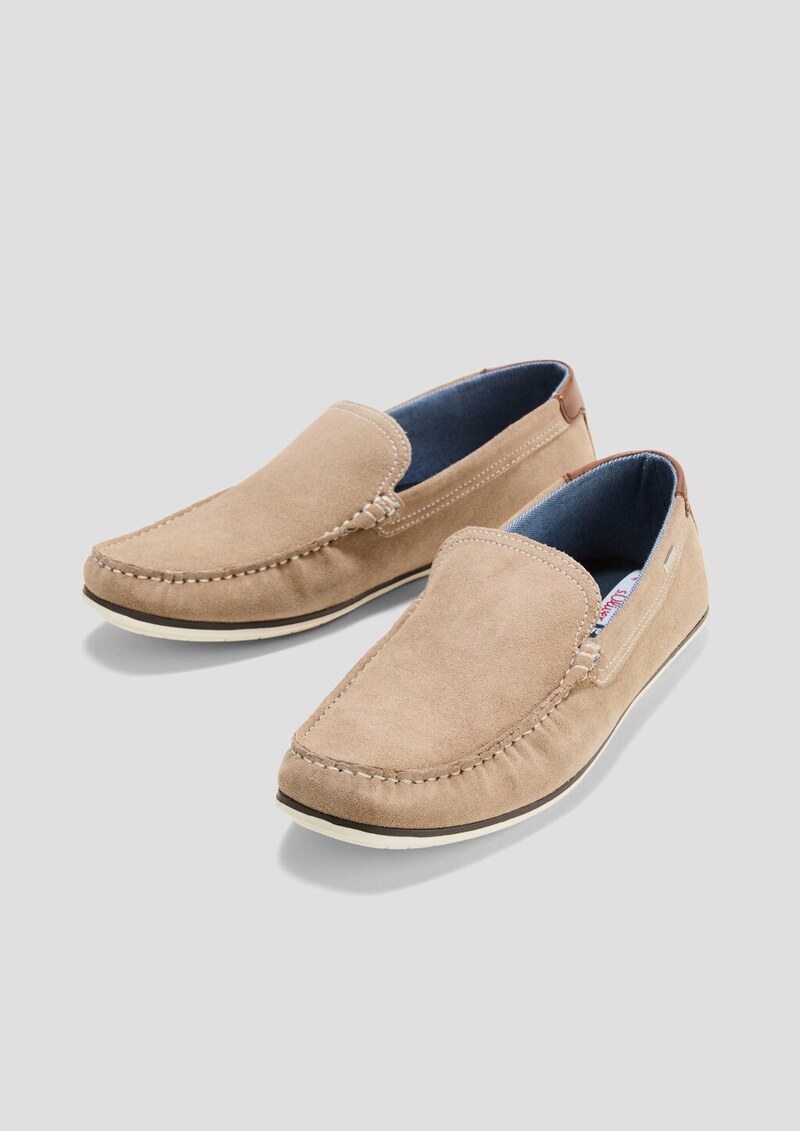 Slipper aus Leder mit Kontrastnähten