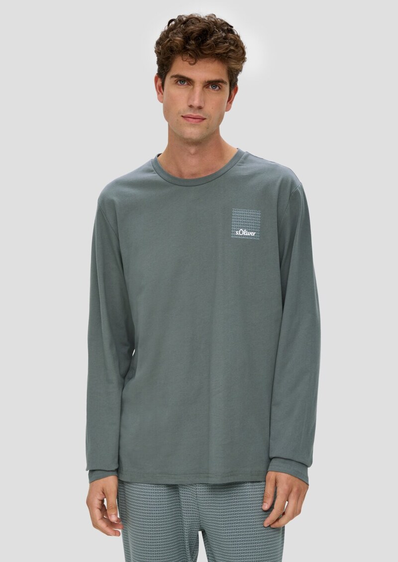 Langes Pyjama-Shirt mit Logoprint