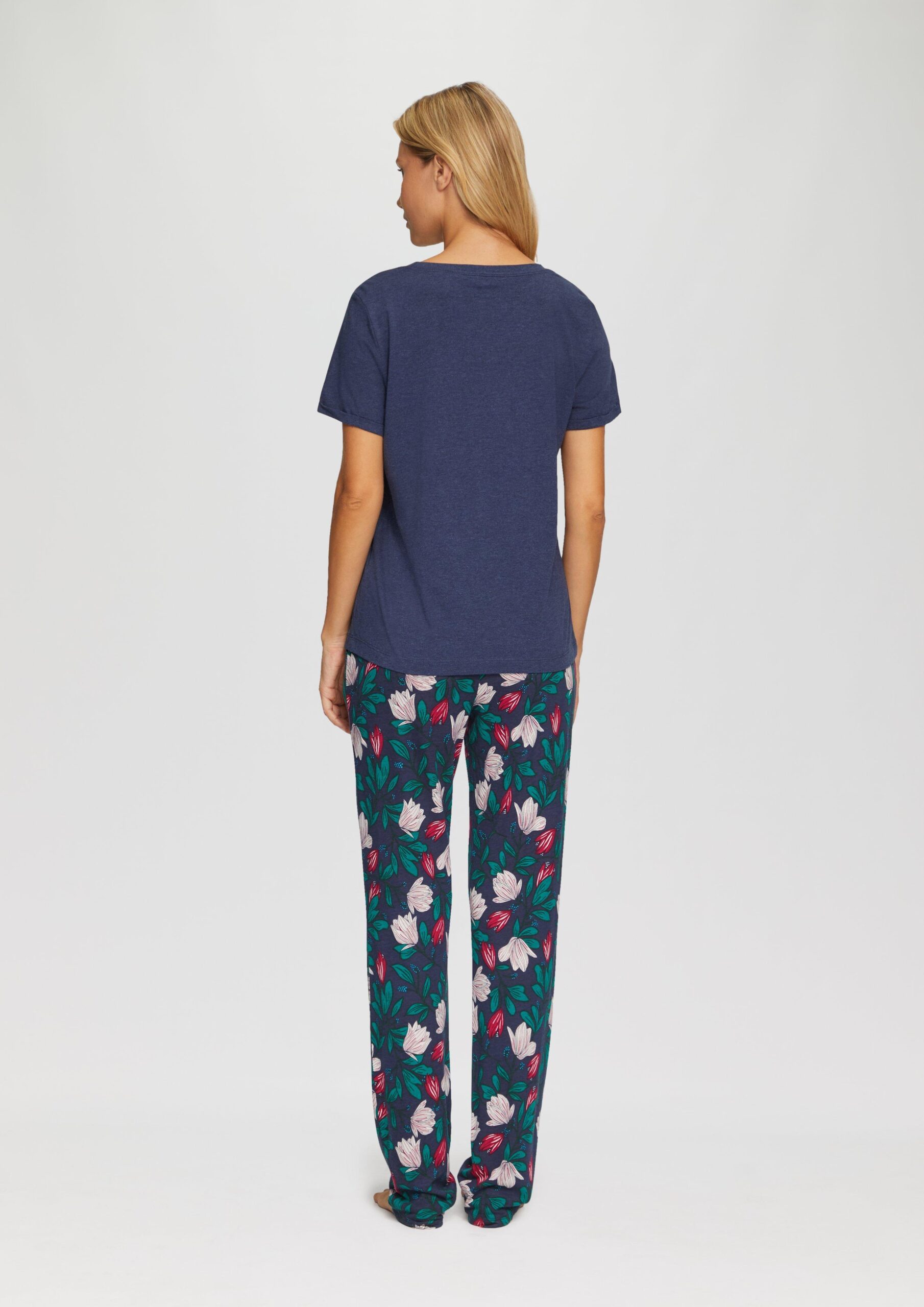 Pyjamashirt mit Blumendetail