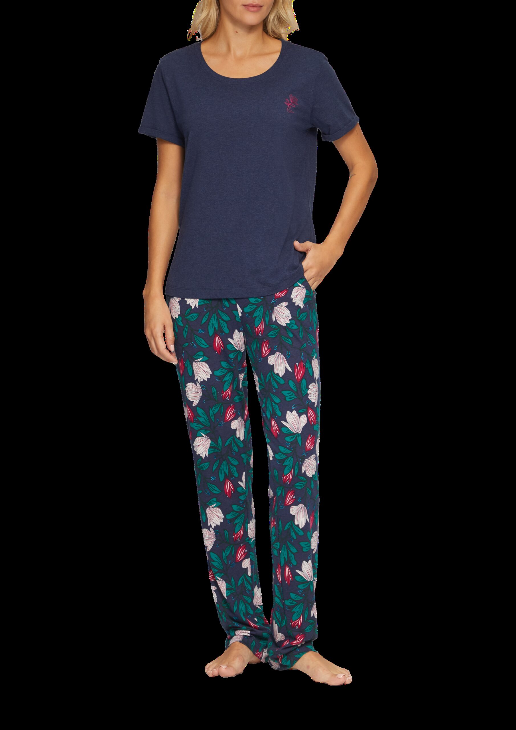 Pyjamashirt mit Blumendetail