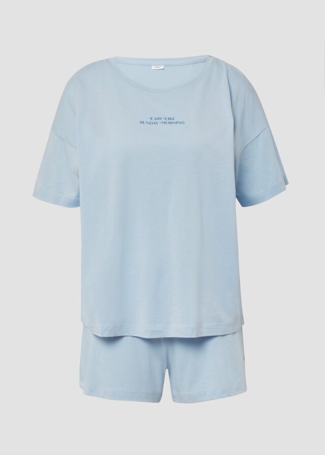 Kurzer Pyjama aus Baumwollmix mit Frontprint