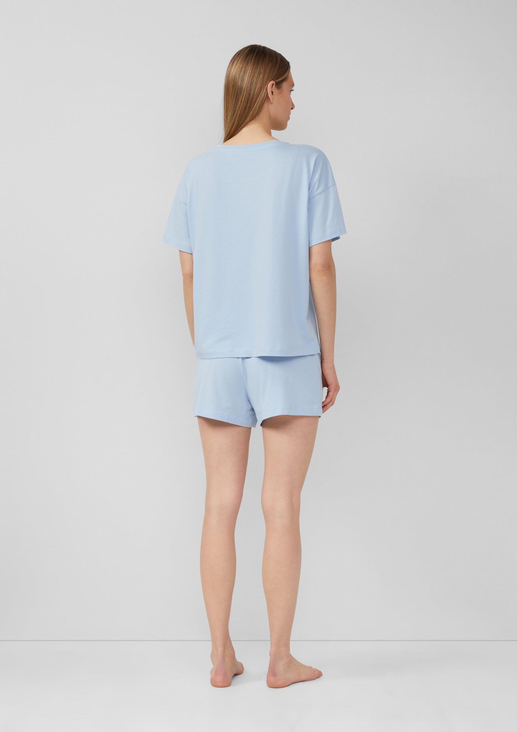 Kurzer Pyjama aus Baumwollmix mit Frontprint