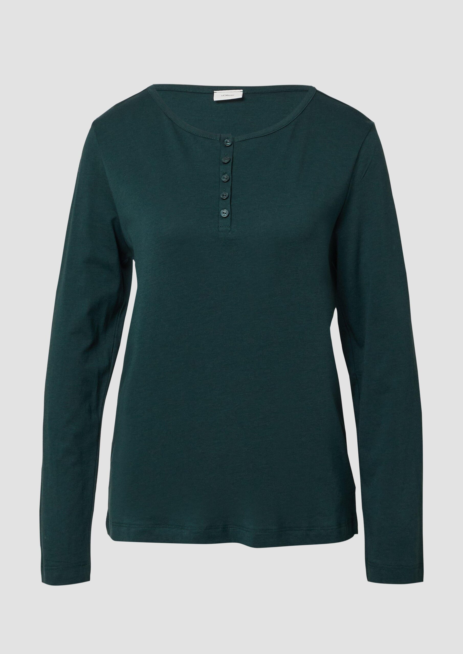 Unifarbenes Pyjama-Oberteil mit kurzer Zierknopfleiste