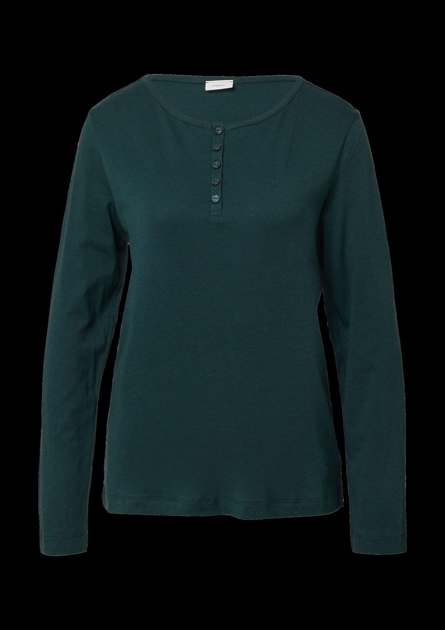 Unifarbenes Pyjama-Oberteil mit kurzer Zierknopfleiste