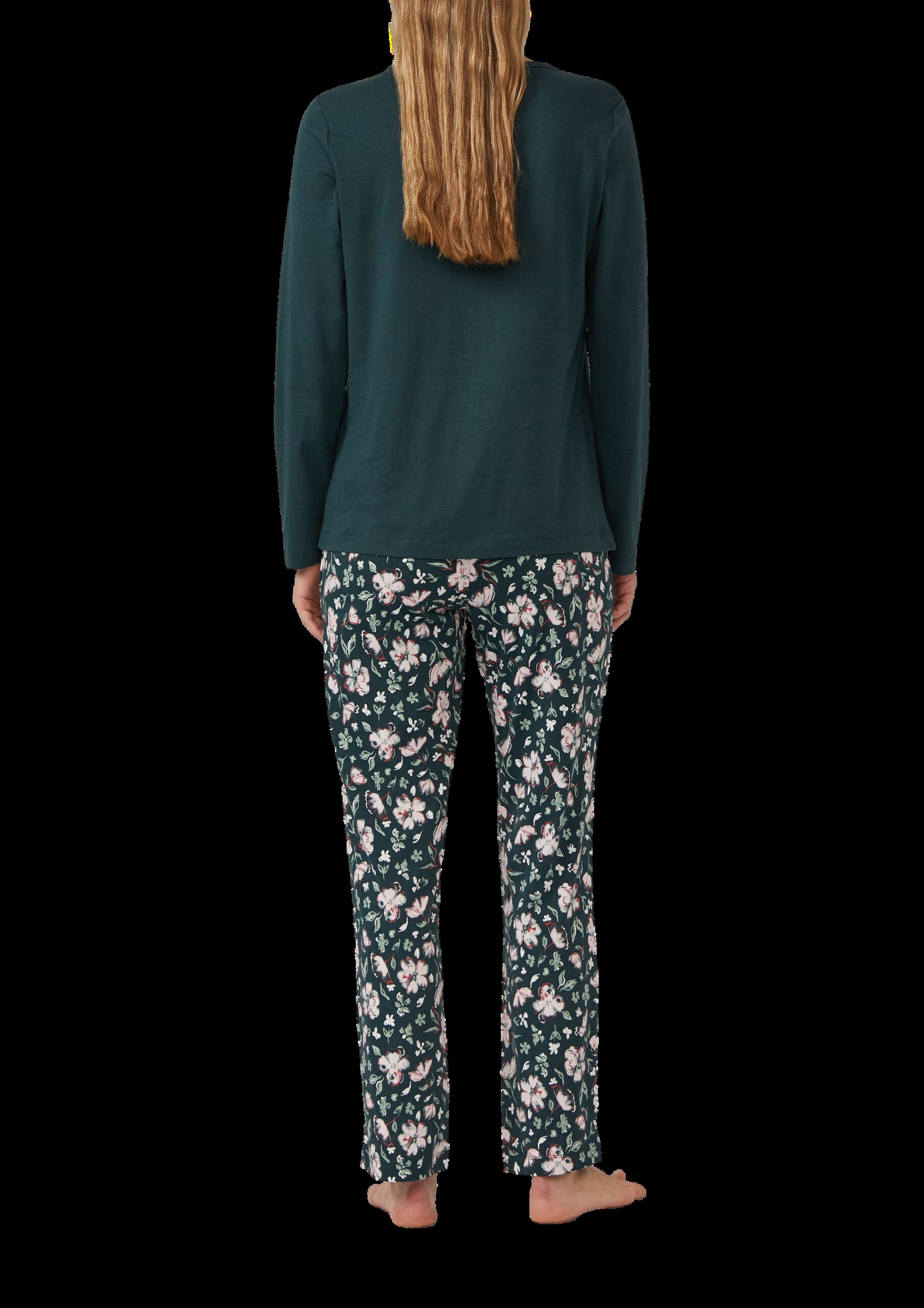 Unifarbenes Pyjama-Oberteil mit kurzer Zierknopfleiste