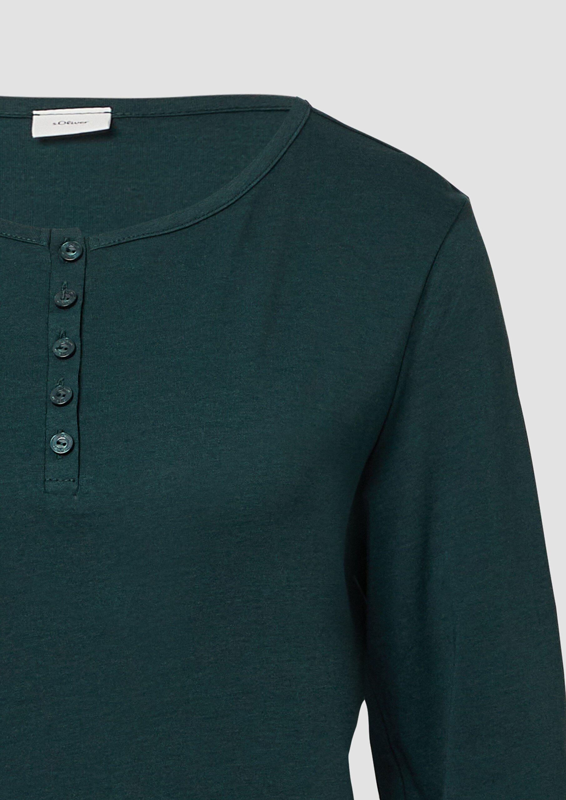 Unifarbenes Pyjama-Oberteil mit kurzer Zierknopfleiste