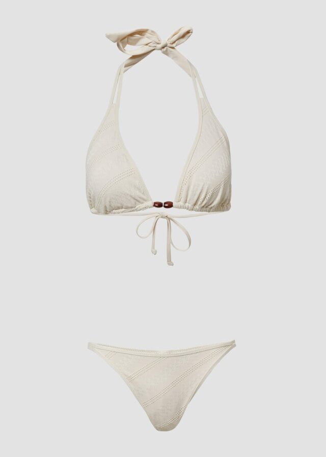 Strukturiertes Triangel-Bikinitop mit Schmuckperlen