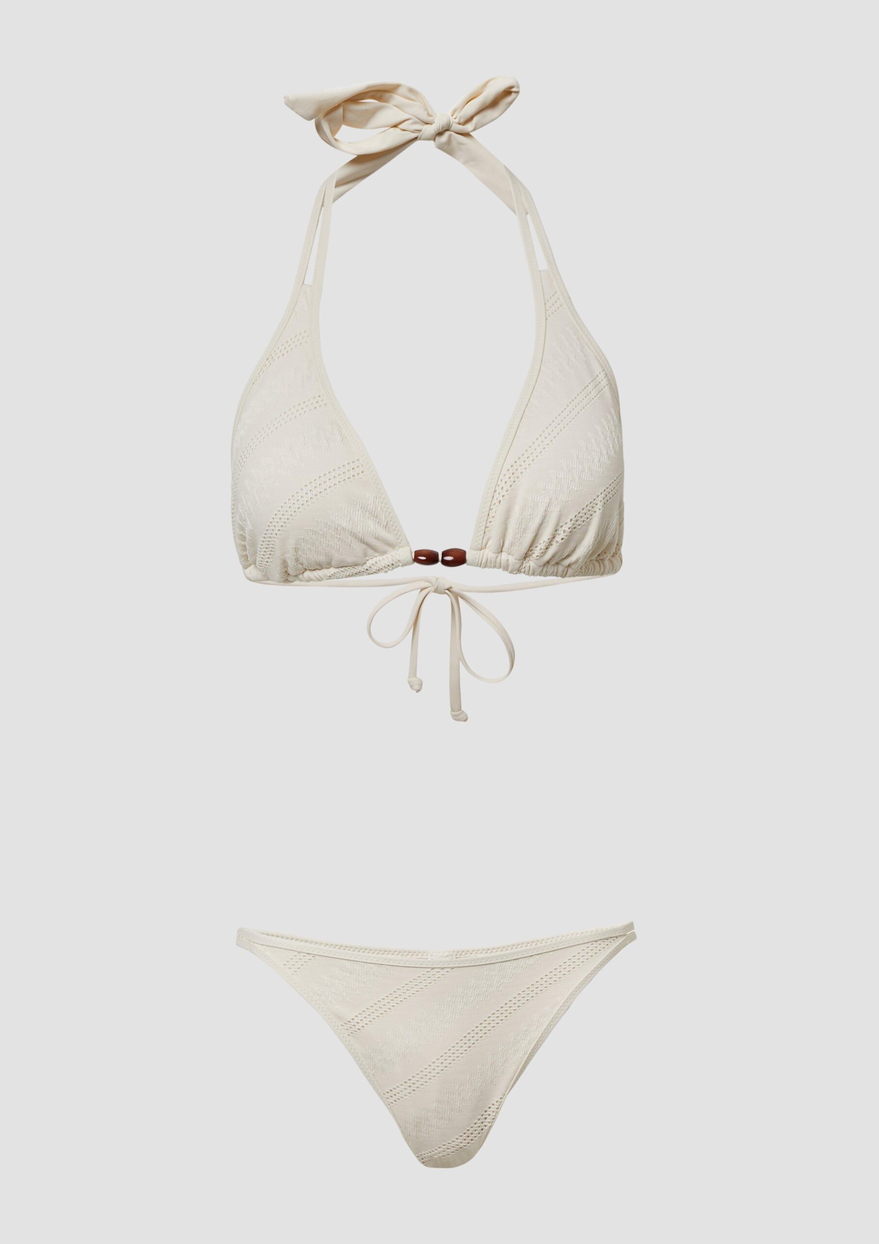 Strukturiertes Triangel-Bikinitop mit Schmuckperlen