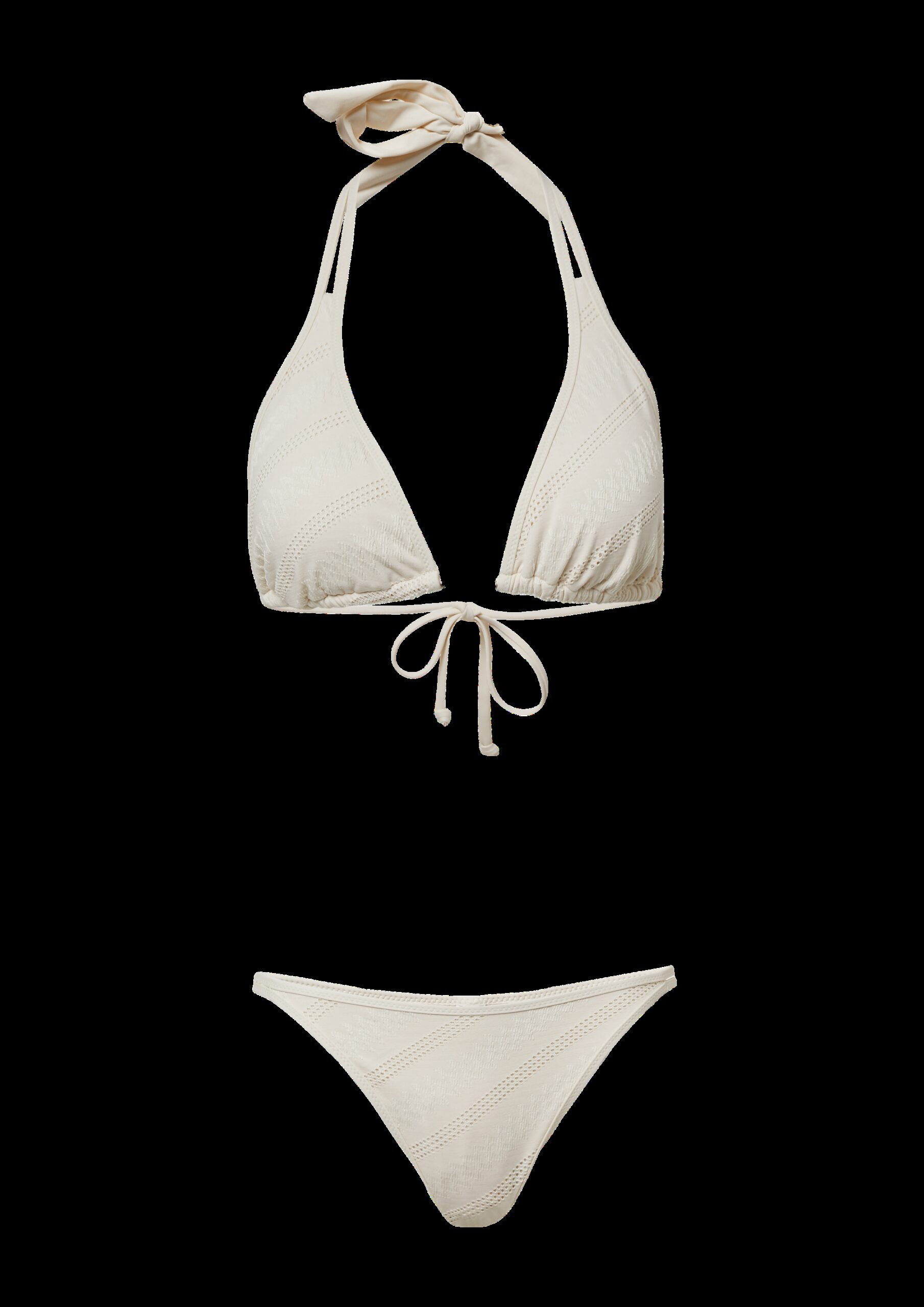 Strukturiertes Triangel-Bikinitop mit Schmuckperlen