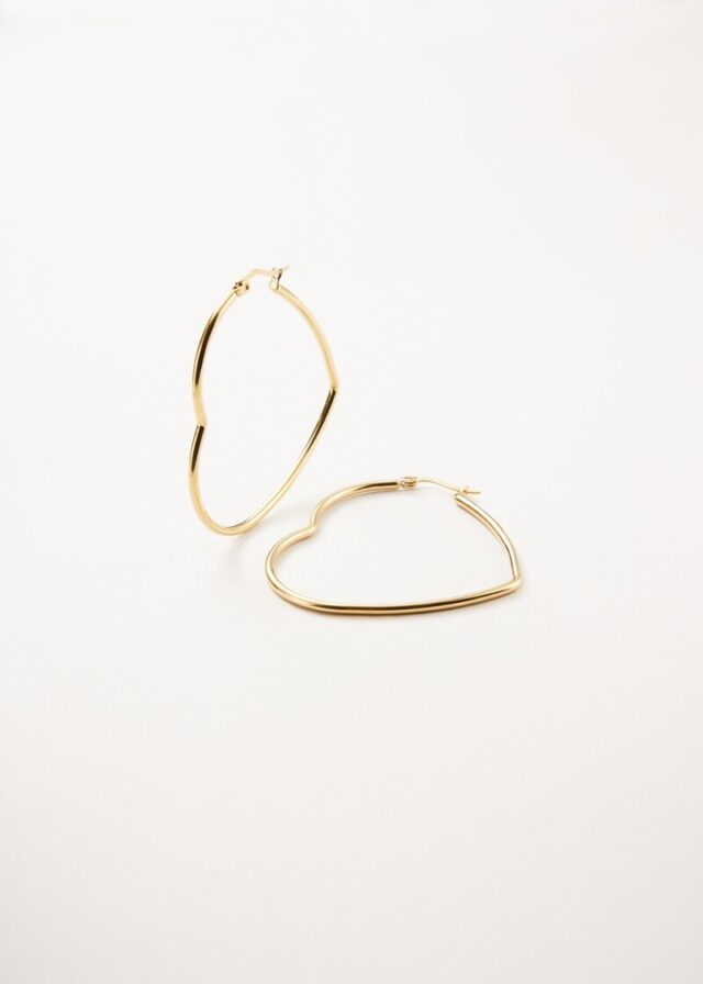 Herzförmige Edelstahlcreolen mit goldener IP Beschichtung