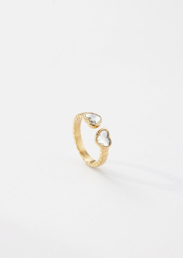 Edelstahlring IP Gold mit Herz-Detail