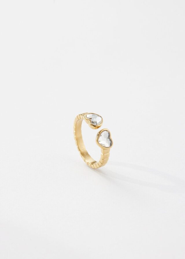 Edelstahlring IP Gold mit Herz-Detail