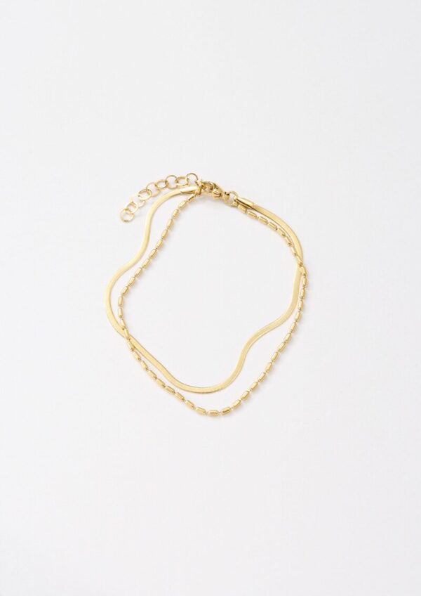 Layering-Armband aus Edelstahl mit IP Gold