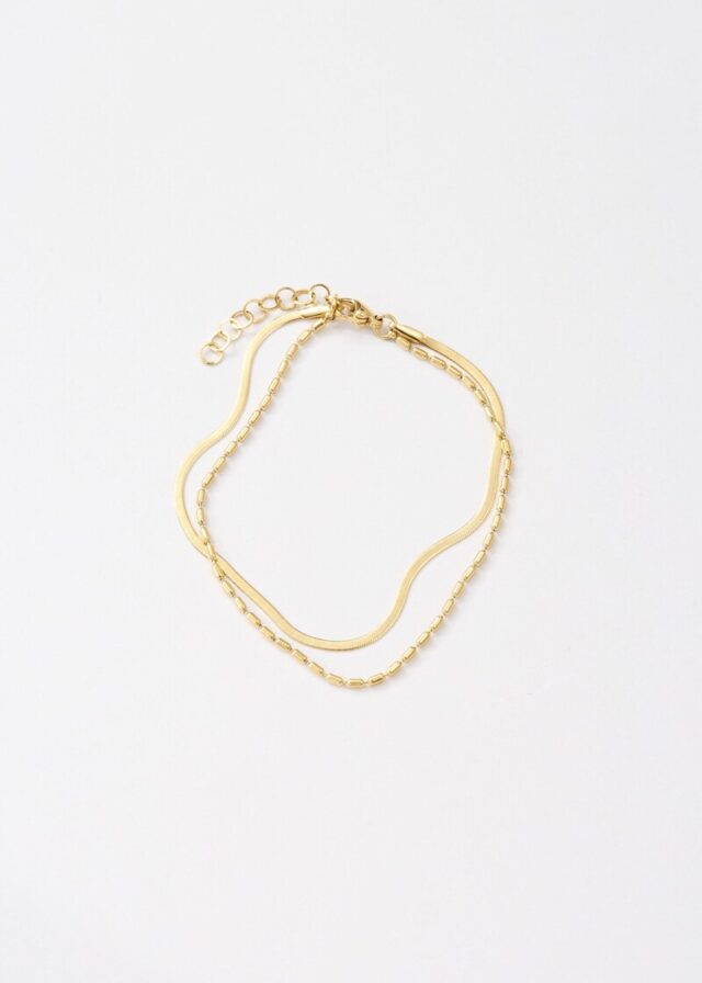 Layering-Armband aus Edelstahl mit IP Gold