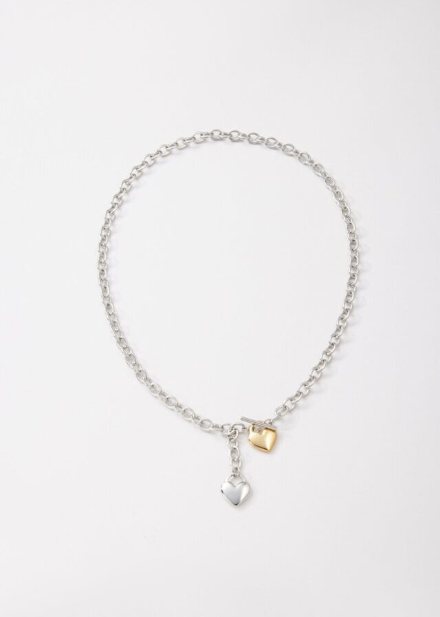 Halskette in Bicolor-Optik mit Herz-Detail