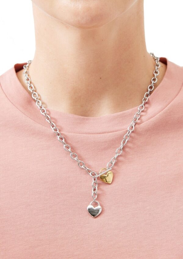 Halskette in Bicolor-Optik mit Herz-Detail