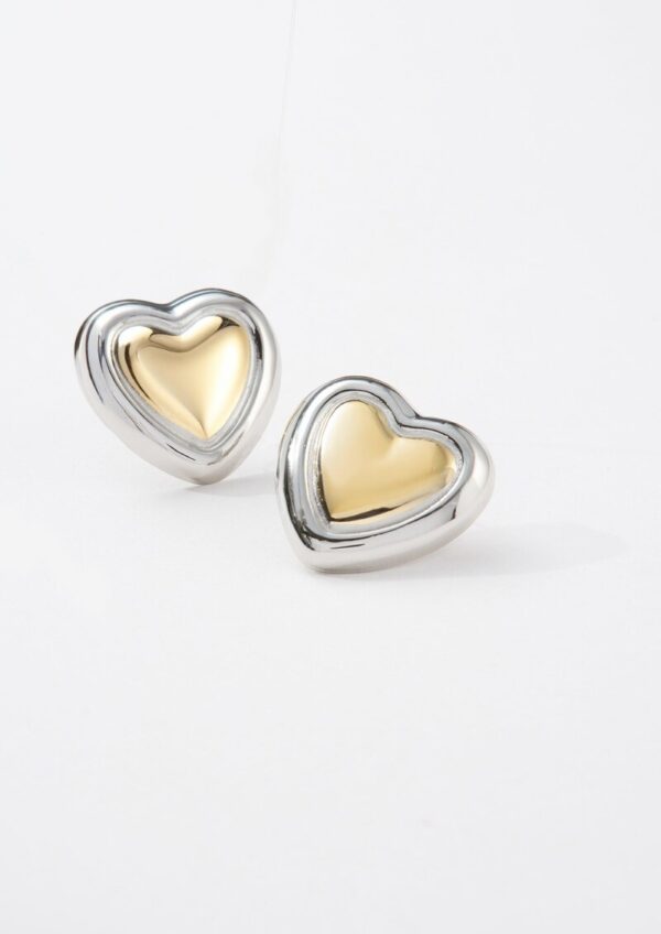 Herzförmige Edelstahlohrringe in Bicolor-Optik