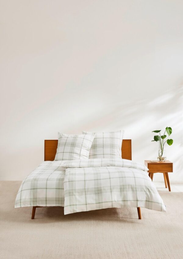 Satinbettwäsche im Set mit Karo-Muster