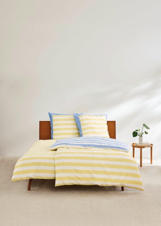 Gestreiftes Wende-Bettwäsche-Set aus Satin