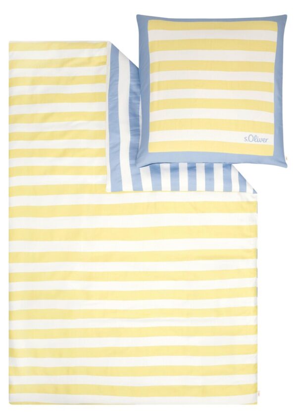 Gestreiftes Wende-Bettwäsche-Set aus Satin