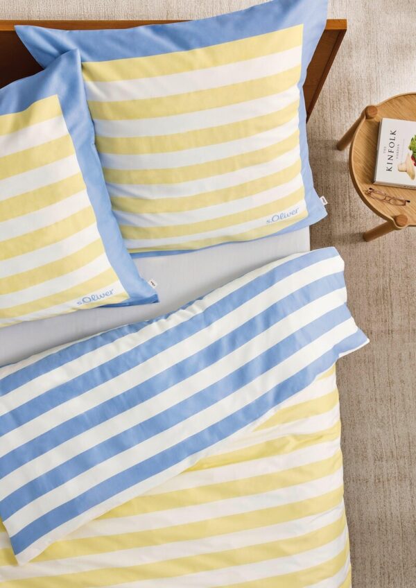 Gestreiftes Wende-Bettwäsche-Set aus Satin