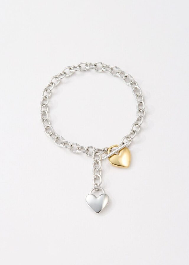 Edelstahlarmband in Bicolor-Optik mit Herz-Detail