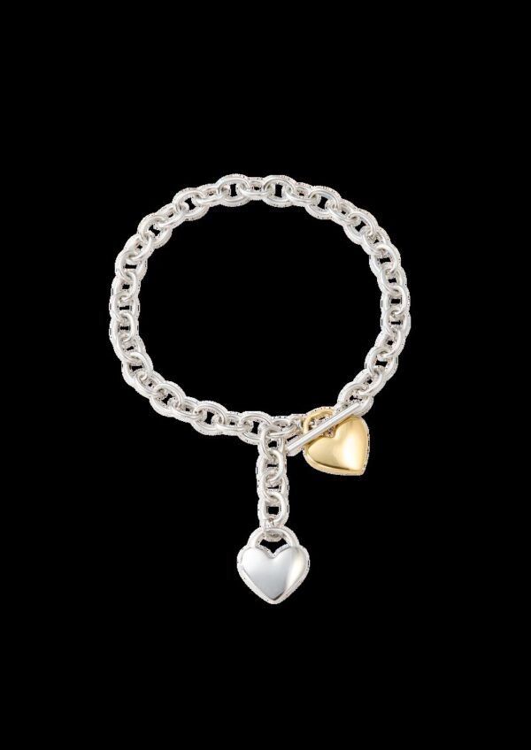 Edelstahlarmband in Bicolor-Optik mit Herz-Detail