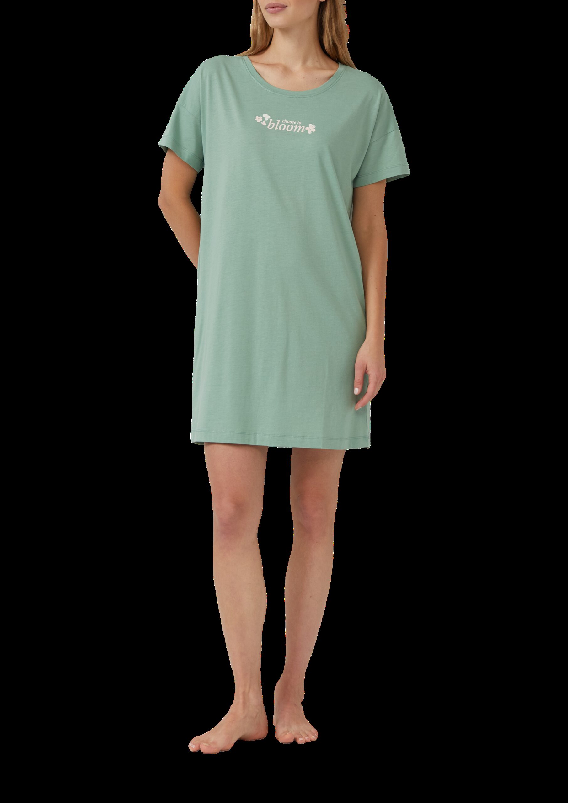 Nachthemd mit kleinem Frontprint und Rundhalsausschnitt