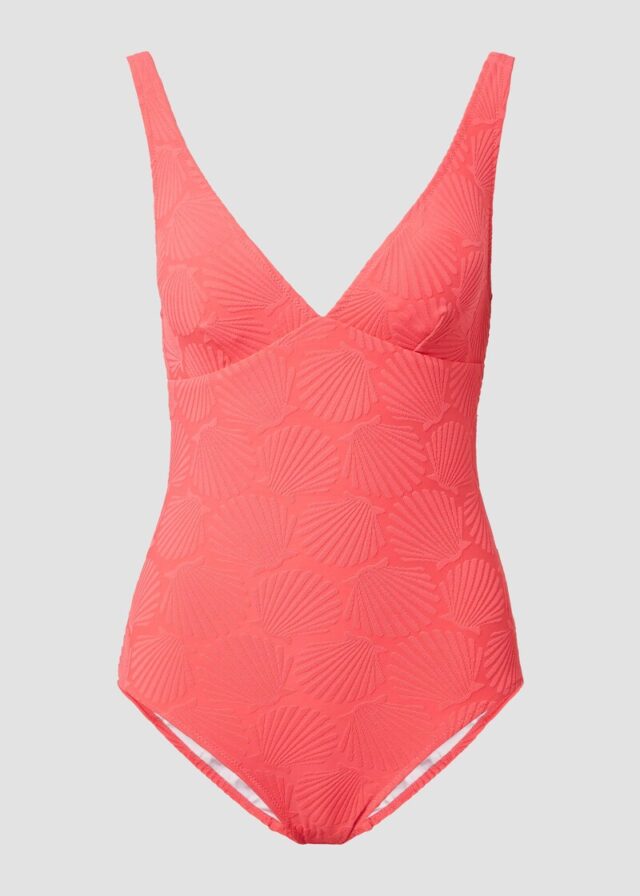 Badeanzug mit V-Ausschnitt und Strukturmuster
