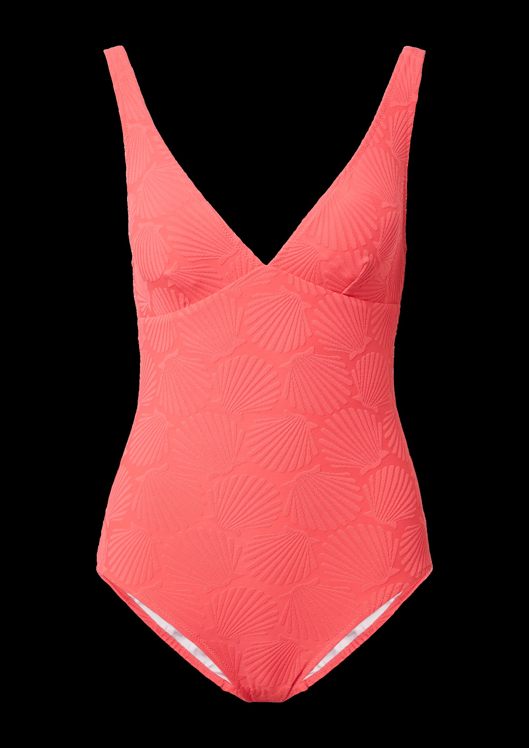 Badeanzug mit V-Ausschnitt und Strukturmuster