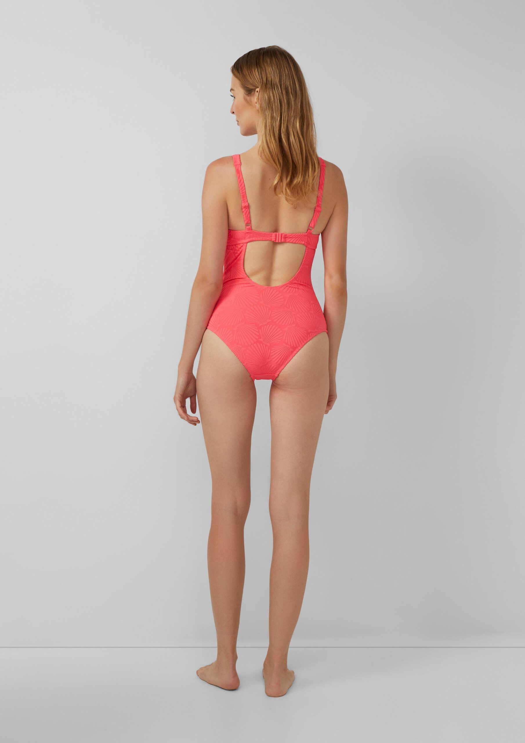 Badeanzug mit V-Ausschnitt und Strukturmuster