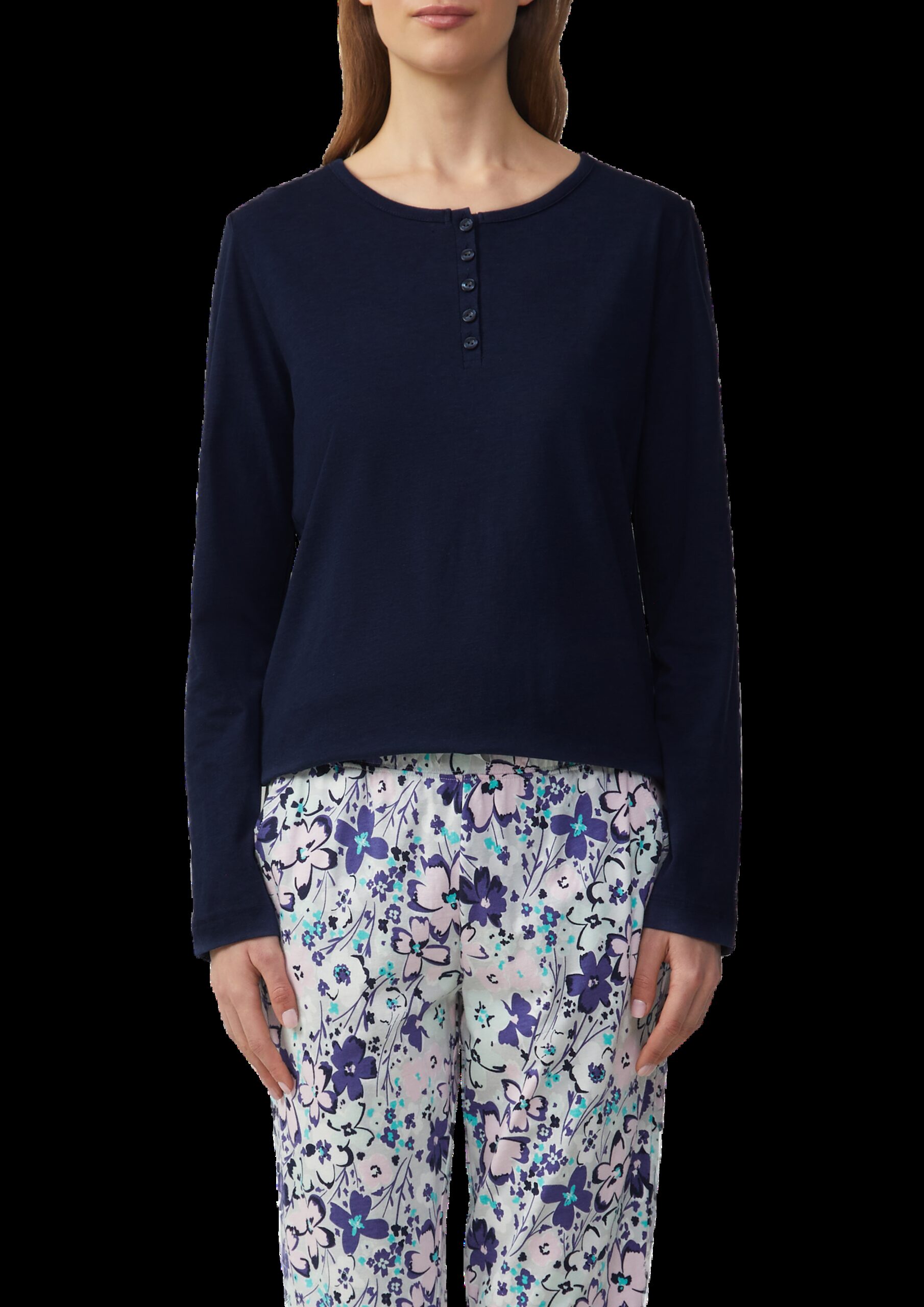 Pyjamashirt mit Henley-Ausschnitt