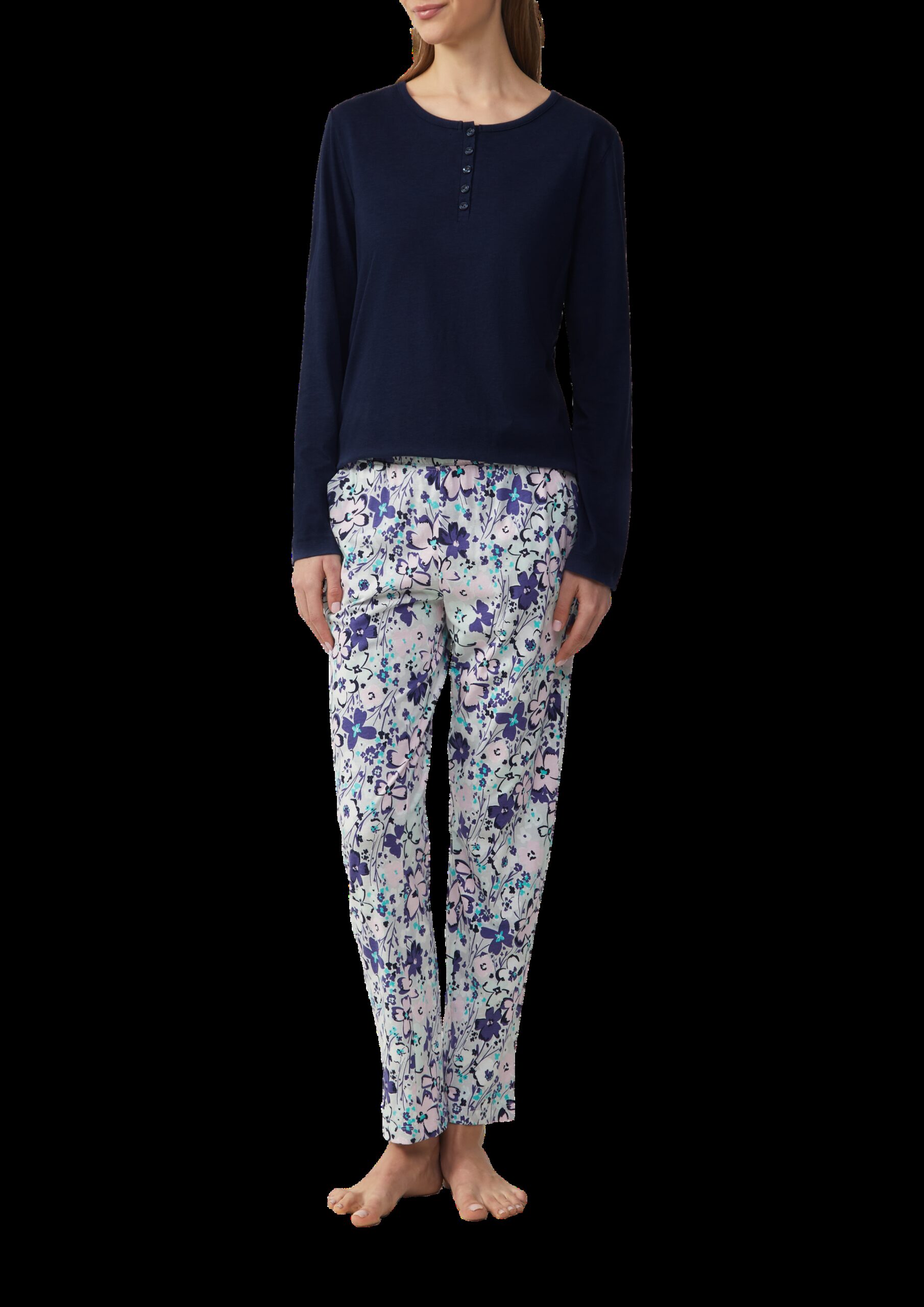 Pyjamashirt mit Henley-Ausschnitt