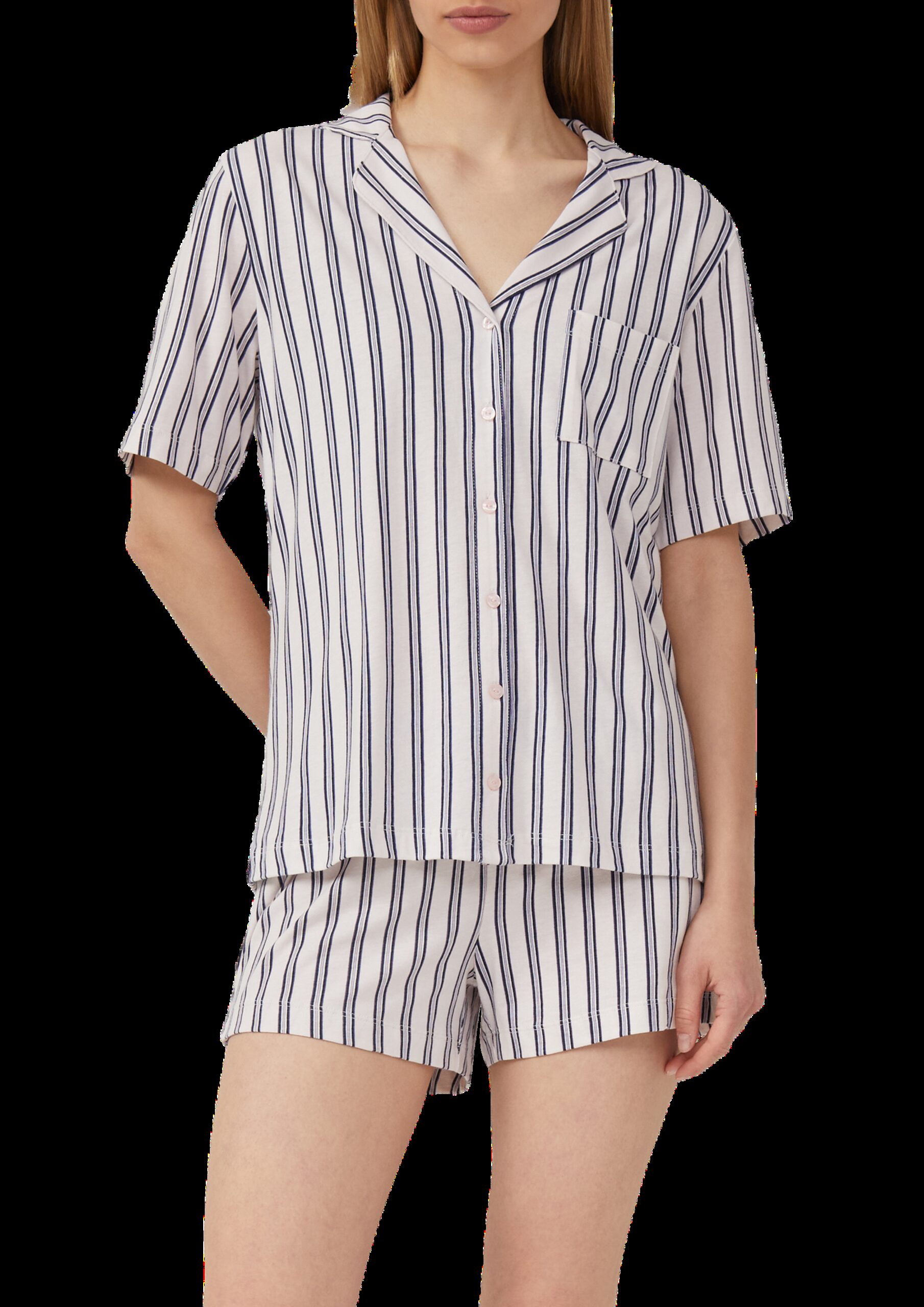 Kurzer Pyjama mit Knopfleiste und Print