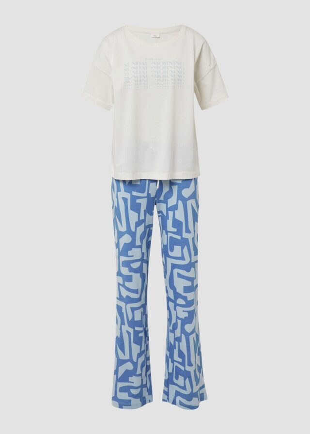 Pyjama aus Baumwollmix mit abstrakt gemusterter Hose