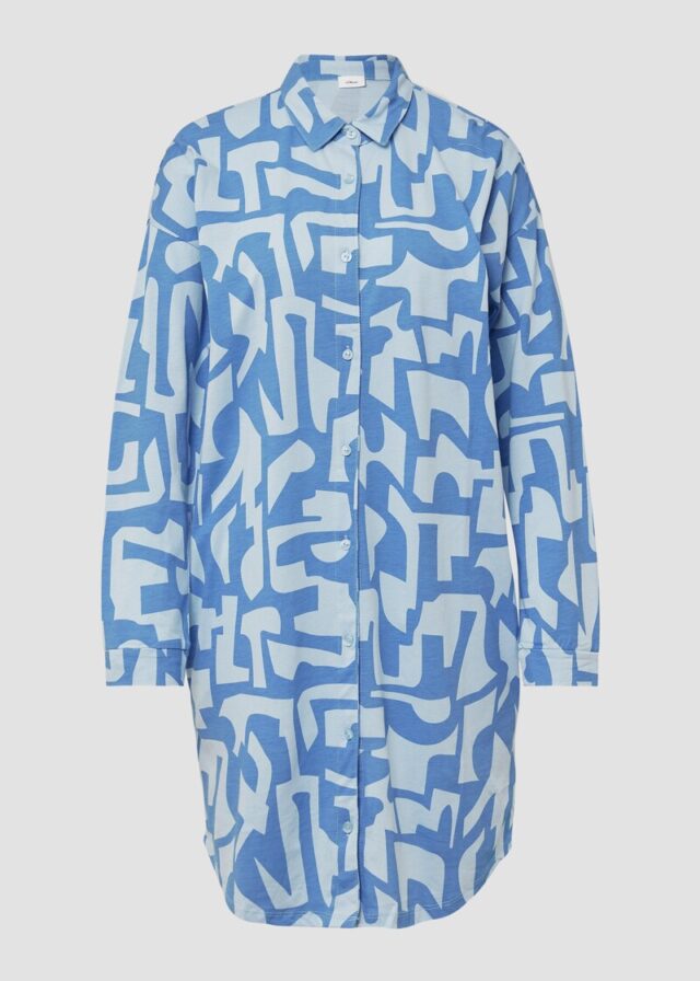 Nachthemd aus Baumwollmix mit abstraktem Muster