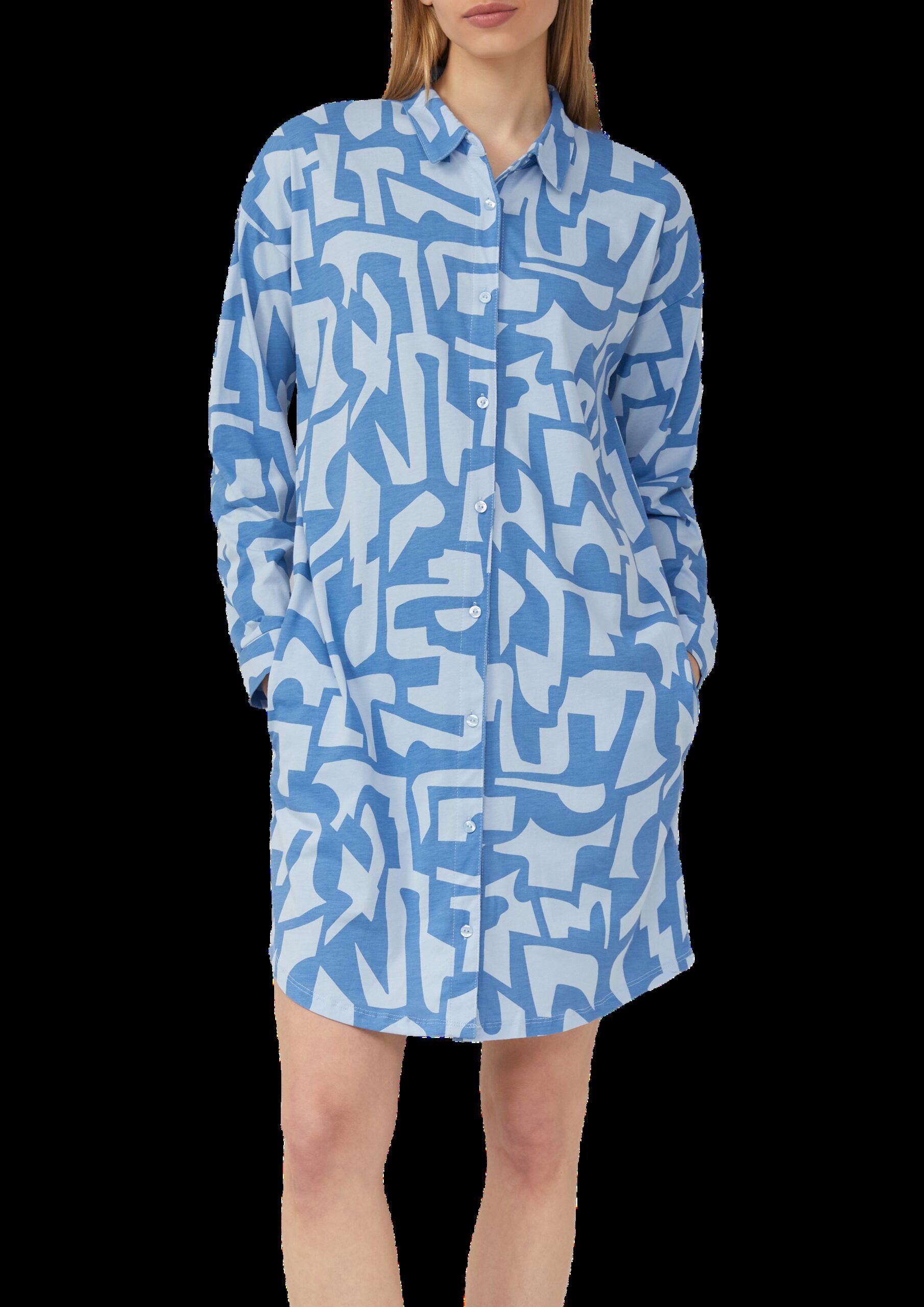 Nachthemd aus Baumwollmix mit abstraktem Muster