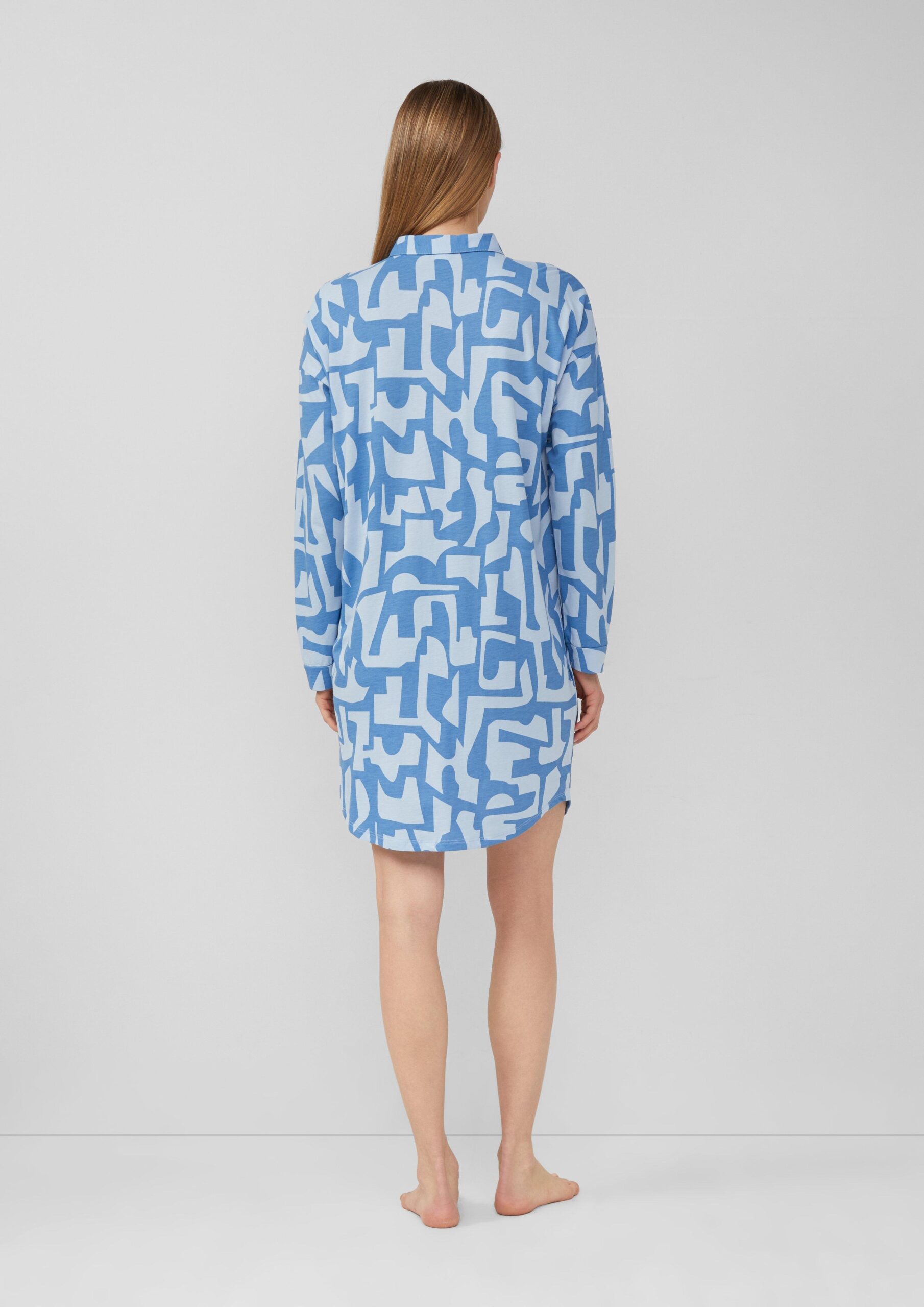 Nachthemd aus Baumwollmix mit abstraktem Muster