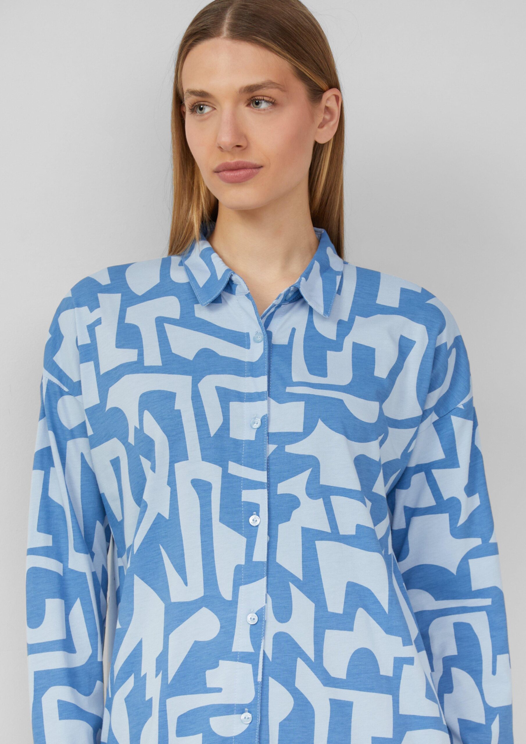 Nachthemd aus Baumwollmix mit abstraktem Muster