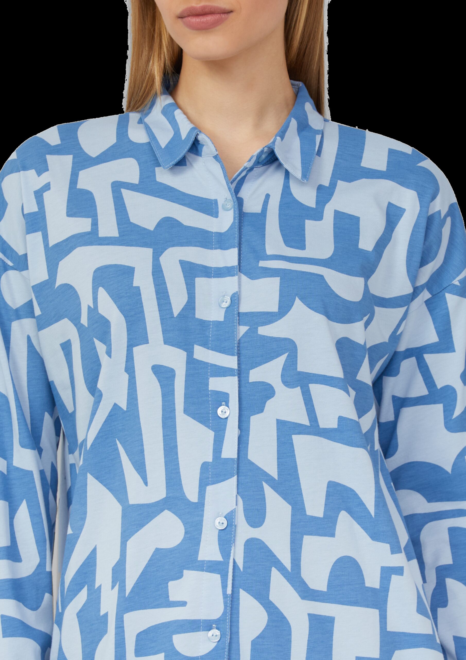 Nachthemd aus Baumwollmix mit abstraktem Muster