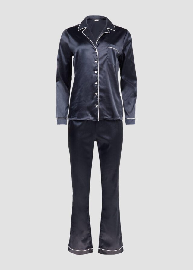Pyjama in Satin-Optik mit zusätzlicher Schlafmaske