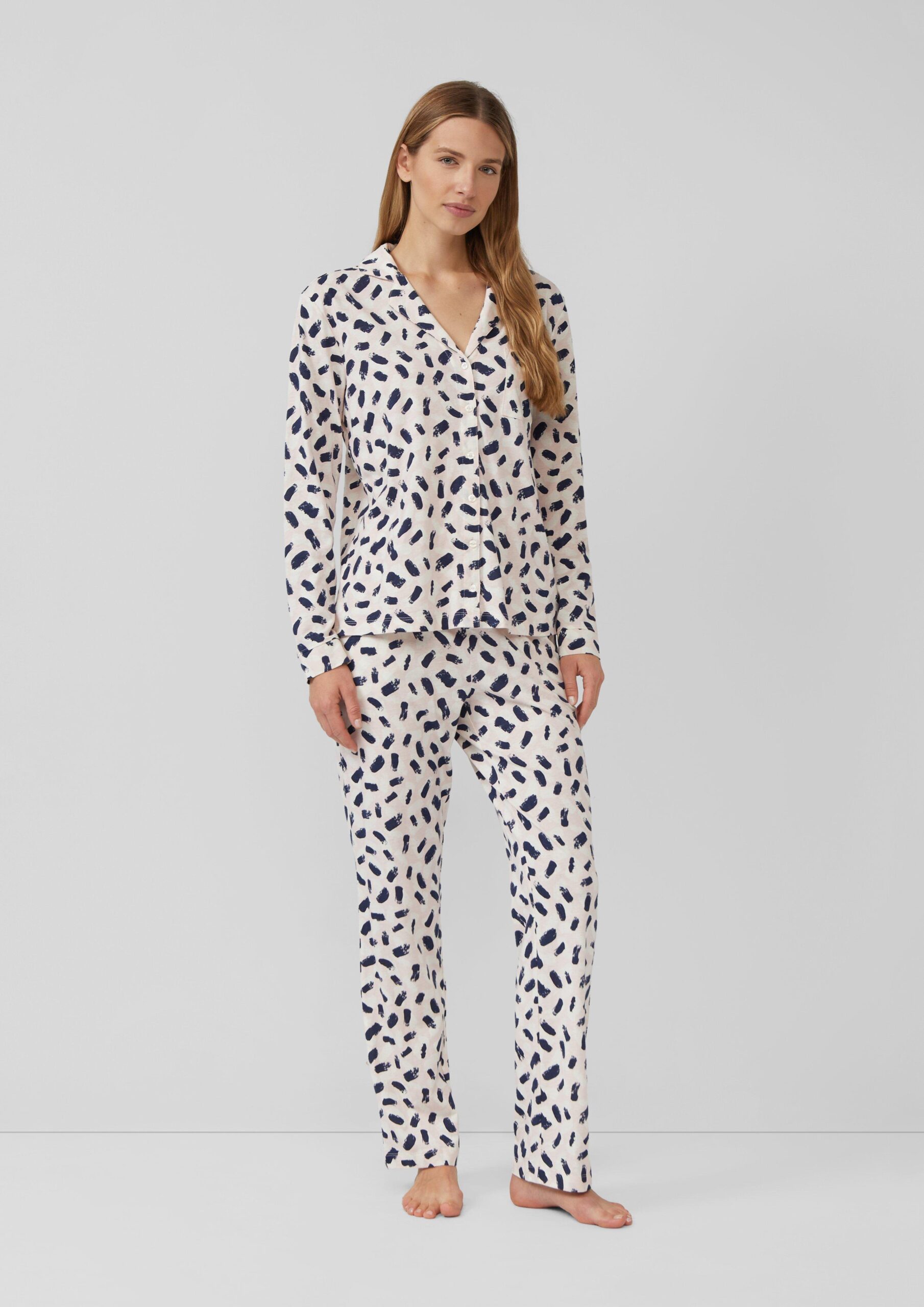 Pyjama-Hose mit All-over-Druck und Eingrifftaschen